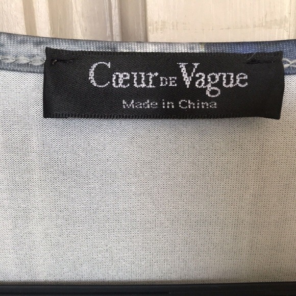 Cour de Vague Top SzL 1/2 Zip Front Unisex Blue Long Sleeve Lt Weight Pre-Owned - Picture 3 of 8